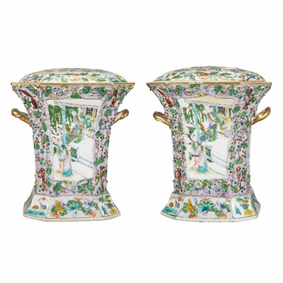 Lot 305 - Pair of Chinese Export Famille Rose Porcelain...