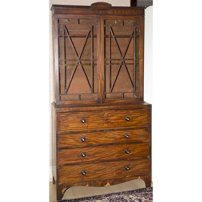 Lot 254 - George III Mahogany Secretary Bookcase Height...