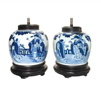 Lot 344 - Pair of Chinese Blue and White Porcelain...