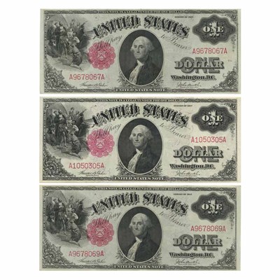 Lot 134 - United States Bank Notes, Three $1 1917 Legal Tender Notes, Fr. 36