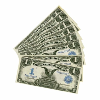 Lot 136 - United States Bank Notes, Eight $1 1899 Silver Certificates, Fr. 232