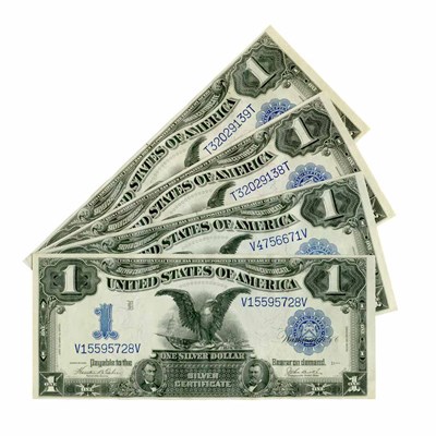 Lot 135 - United States Bank Notes, Four $1 1899 Silver Certificates, Fr. 232
