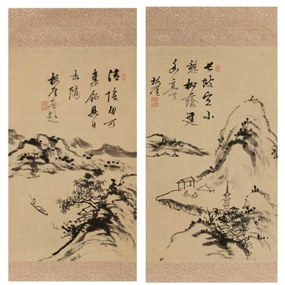 Lot 203 - Chinese School 19th Century Hanging scrolls,...