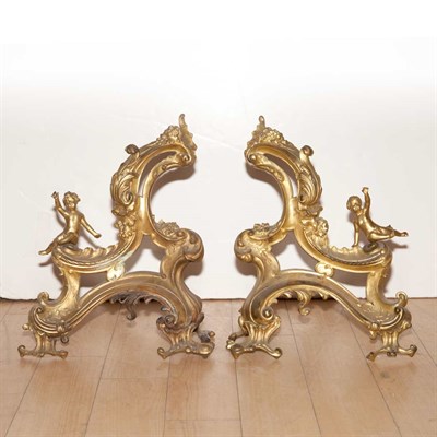Lot 435 - Pair of Louis XV Style Gilt-Bronze Chenets...
