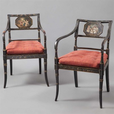Lot 542 - Pair of Regency Painted Armchairs 19th Century...