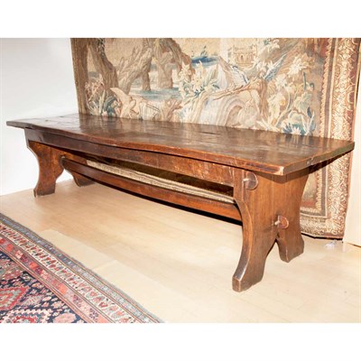 Lot 426 - Continental Baroque Oak and Elm Trestle Table...