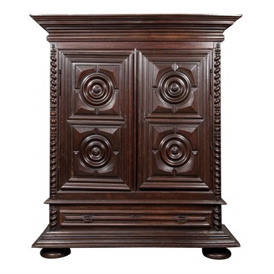 Lot 129 - Continental Painted Walnut Schrank 17th...