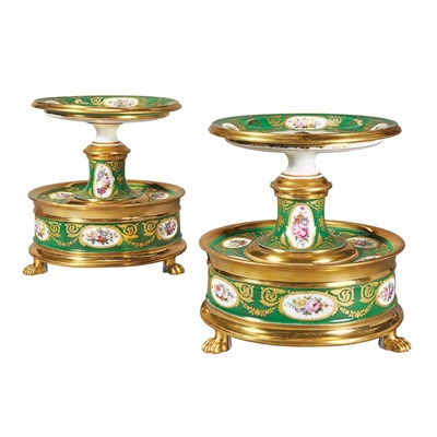 Lot 393 - Pair of Empire Porcelain Sweetmeat Stands...