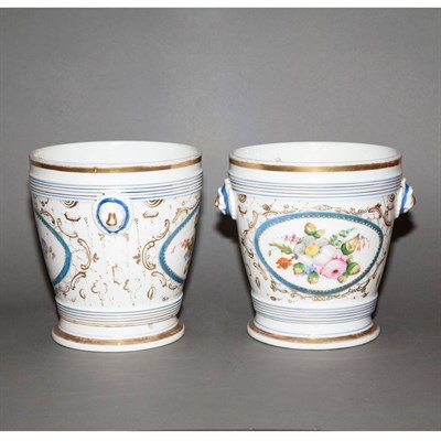 Lot 383 - Pair of English Porcelain Cachepots 19th...