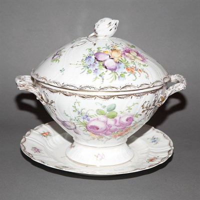 Lot 247 - Dresden Porcelain Covered Tureen on Stand...