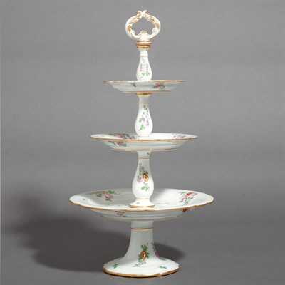 Lot 279 - German Porcelain Three-Tier Sweetmeat Stand...