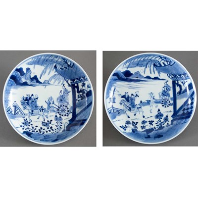Lot 184 - Two Similar Chinese Blue and White Glazed...