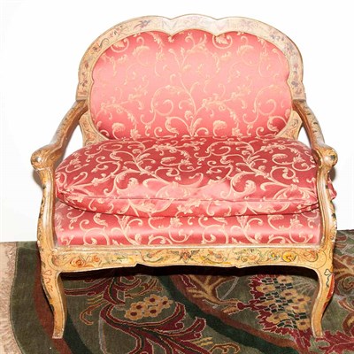 Lot 374 - Italian Rococo Style Painted Settee Length 36...