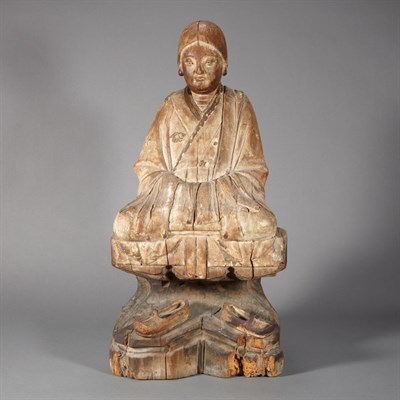 Lot 359 - Chinese Wood Figure 18th Century Seated in...