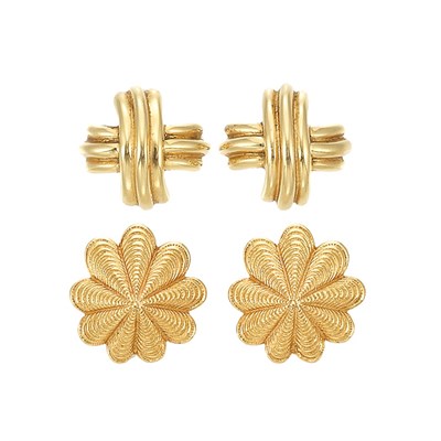 Lot 387 - Two Pairs of Gold Earclips, Tiffany & Co.