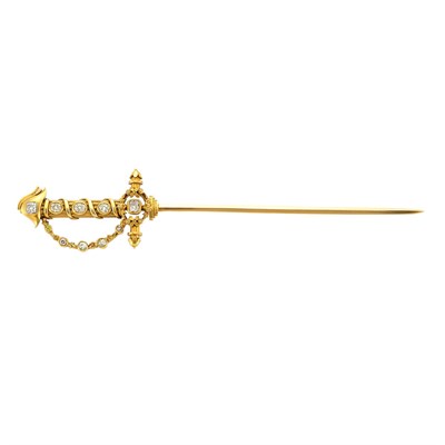 Lot 824 - Antique Gold and Diamond Sword Letter Opener