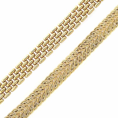 Lot 544 - Two Gold and Gem-Set Bracelets