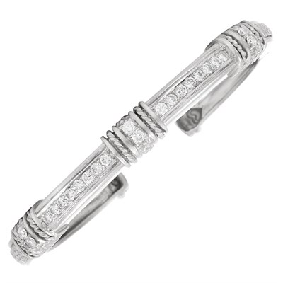 Lot 900 - White Gold and Diamond Bangle Bracelet, Judith Ripka