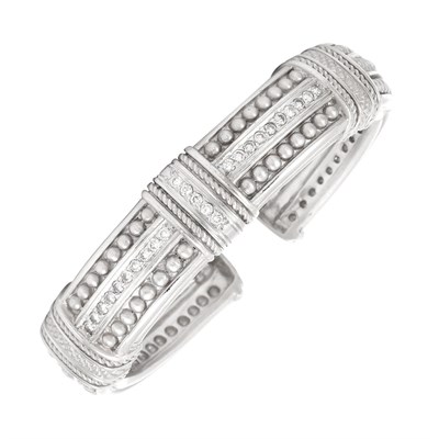 Lot 157 - White Gold and Diamond Bangle Bracelet