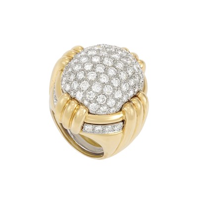 Lot 296 - Gold, Platinum and Diamond Bombe Ring, David Webb