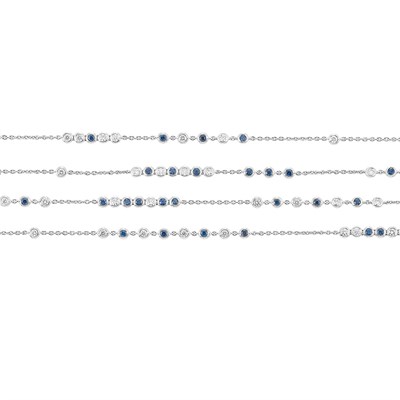 Lot 661 - Long White Gold, Diamond and Sapphire Chain Necklace