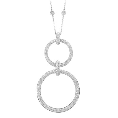 Lot 489 - Long White Gold and Diamond Pendant-Necklace
