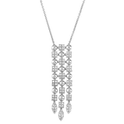 Lot 59 - Long White Gold and Diamond Pendant-Necklace, Bulgari
