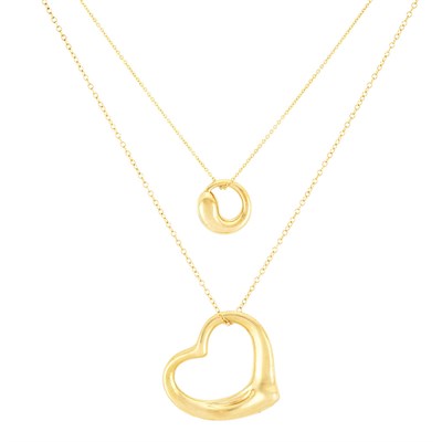 Lot 609 - Two Gold 'Open Heart' and 'Eternal Circle' Pendant-Necklaces, Tiffany & Co., Elsa Peretti