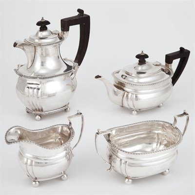 Lot 391 - English Silver Four-Piece Tea and Coffee...