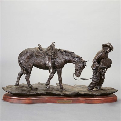 Lot 308 - Bronze Figural Group of a Laborer with a Horse...