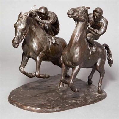 Lot 256 - English Bronze Figural Group of Two Jockeys...