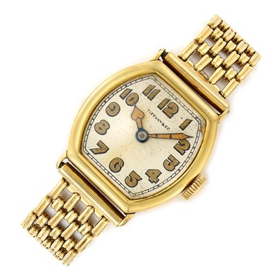 Lot 198 - Gentleman's Gold Tonneau Watch, Tiffany & Co., International Watch Co. with Metal Bracelet