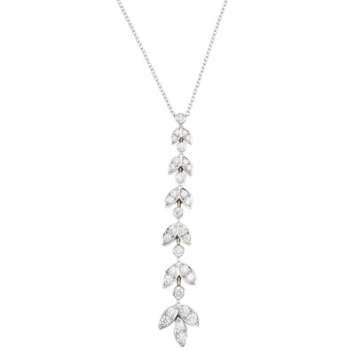 Lot 442 - Platinum and Diamond Pendant with Chain, Tiffany & Co., France