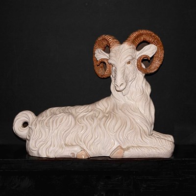 Lot 131 - Porcelain Figure of a Ram Height 24 inches,...