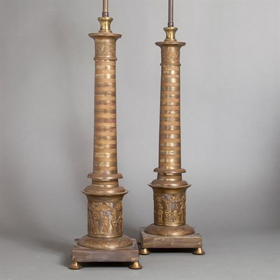 Lot 233 - Pair of Neoclassical Style Brass Columnar...