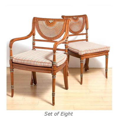 Lot 412 - Set of Eight Edwardian Style Painted Mahogany...