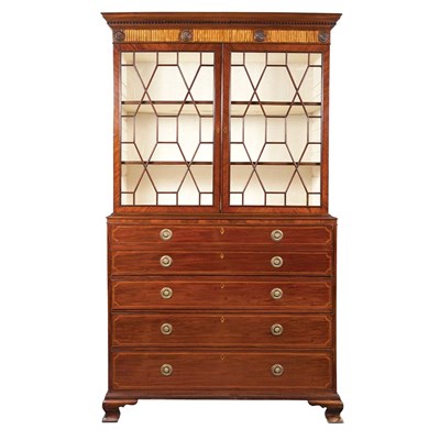 Lot 157 - George III Satinwood and Mahogany Bureau...