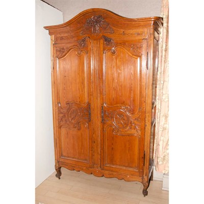 Lot 527 - Provincial Louis XV Pine Armoire Height 7 feet...