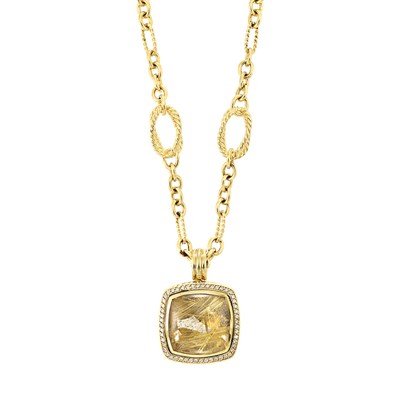 Lot 47 - Gold Chain with Rutile Quartz and Diamond Pendant, David Yurman