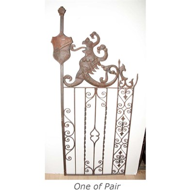 Lot 539 - Pair of Iron Heraldic Gates Height of each 70...
