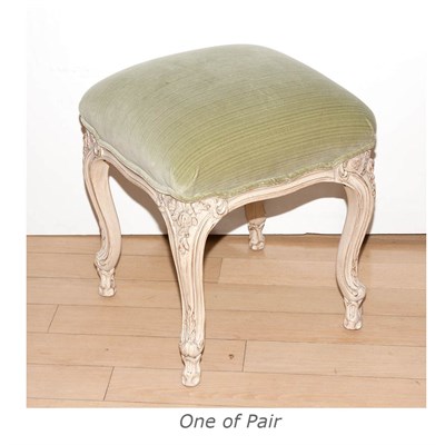 Lot 513 - Pair of Louis XV Style Painted Stools Height...