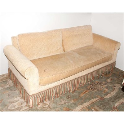 Lot 505 - Chenille Upholstered Sofa Length 6 feet 2 inches.