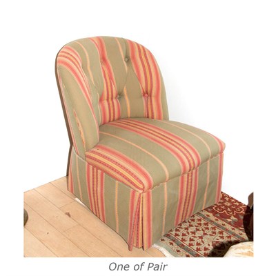 Lot 535 - Pair of Tufted Back Upholstered Slipper Chairs