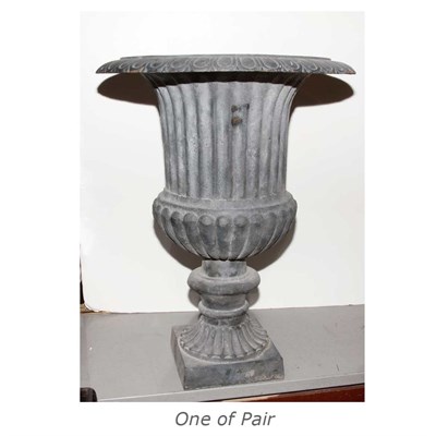 Lot 531 - Pair of Neoclassical Style Iron Garden Urns...
