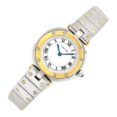 Lot 54 - Lady's Stainless Steel and Gold 'Santos' Wristwatch, Cartier