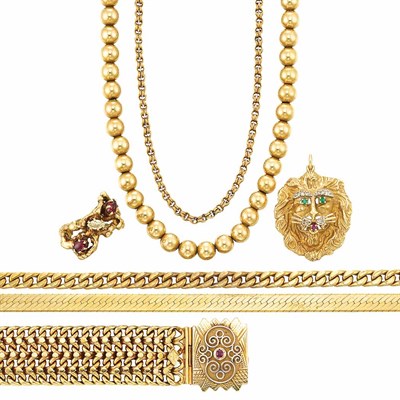Lot 141 - Group of Gold Jewelry
