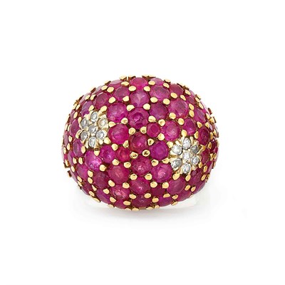 Lot 508 - Gold, Ruby and Diamond Bombe Ring