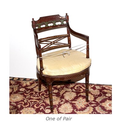 Lot 458 - Pair of Regency Style Painted Armchairs