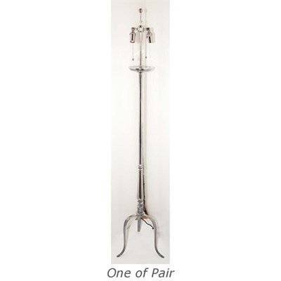 Lot 457 - Pair of Chromed Metal Floor Lamps with Paper...