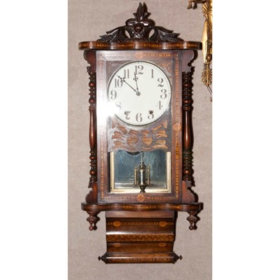 Lot 293 - American Inlaid Walnut Wall Clock Height 34...